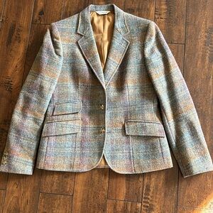 JG Hook Vintage Wool Blazer Women’s 10 Gray Plaid Sports Coat